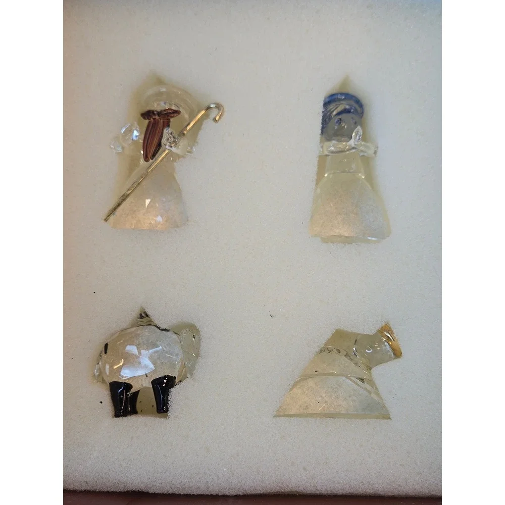 Lenox Crystalline Nativity Ornaments Set of 4 Glass Figurines Clear 792691 Boxed